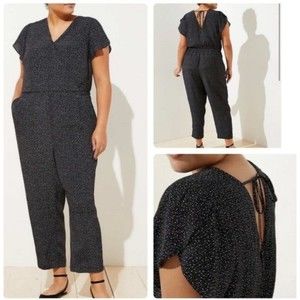 LOFT Black and White Speckled Jumpsuit